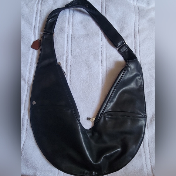 Sash Bag VEGAN Leather Black And Brown Cross Body Bag Travel Pockets - Picture 2 of 5